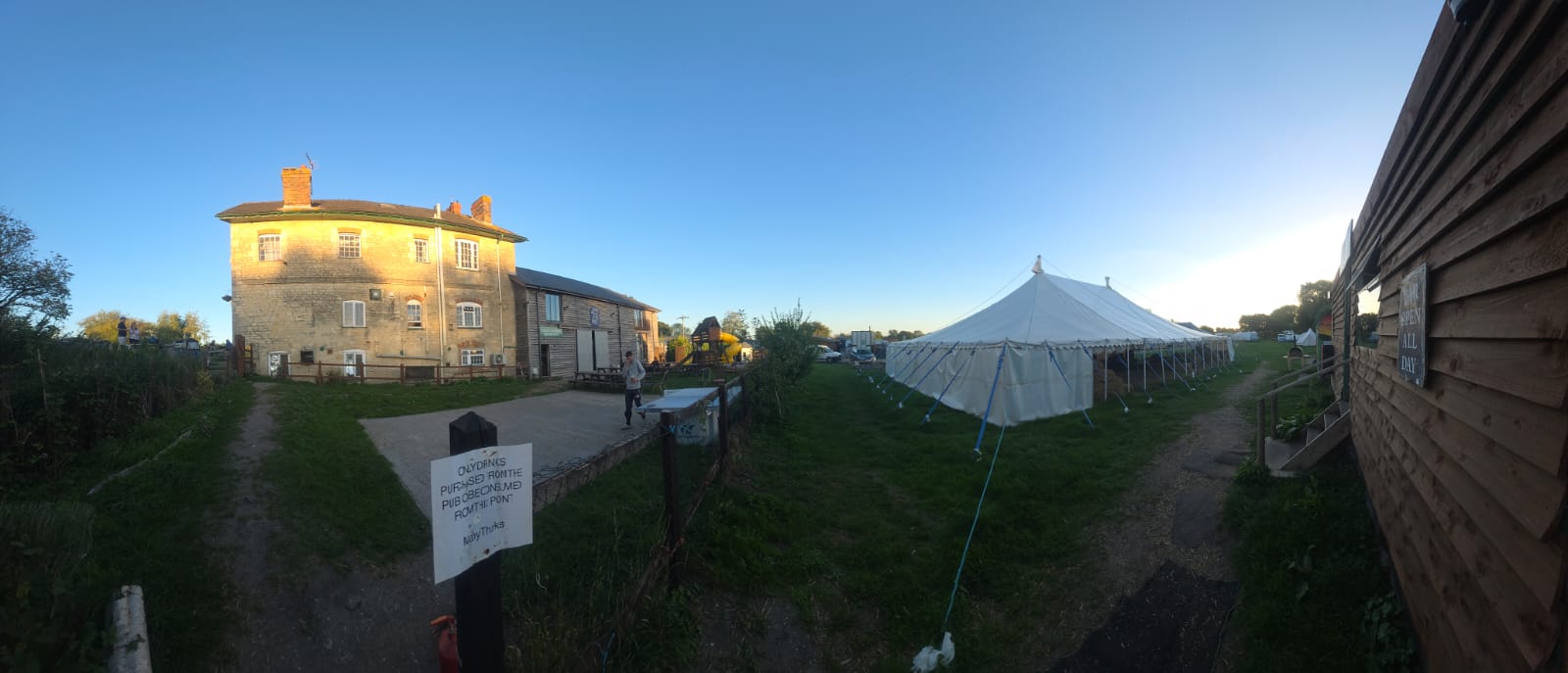 The Barge Inn from the campsite path, Honeystreet, Wiltshire
