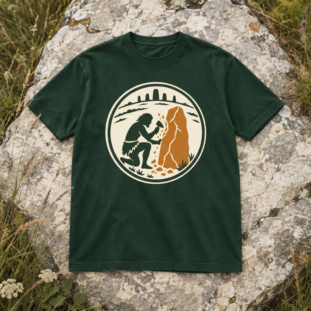 Forest green heavyweight T-shirt presented on a chalk outcrop